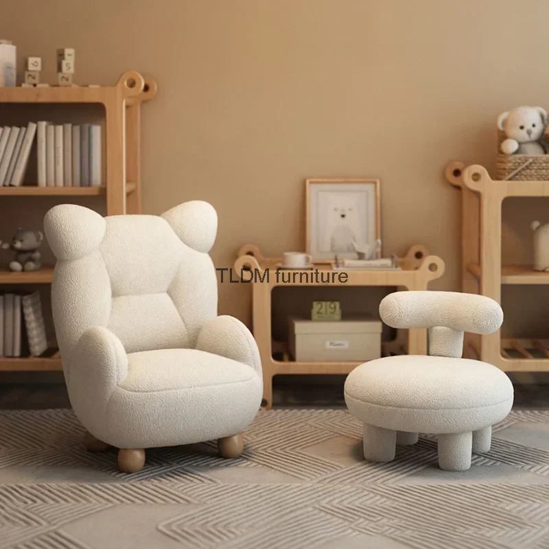 

Lamb Velvet Cream Children's Bear Sofa Chair Dining Cute Baby Single Cartoon Seat Mini Lazy Small Sofa Modern Library Furniture