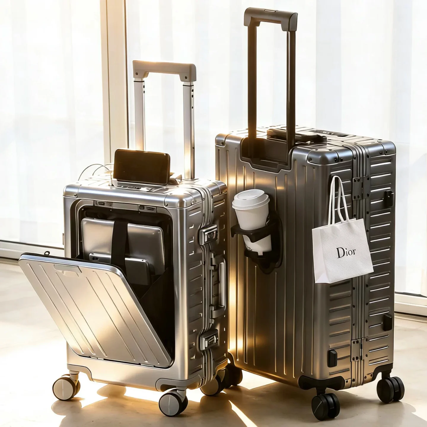 Side Opening Al-Magnesium Alloy Trolley Luggage Thickened Durable 20 Inch Carry-On Suitcase 24 Inch Hard Travel Case For Busines