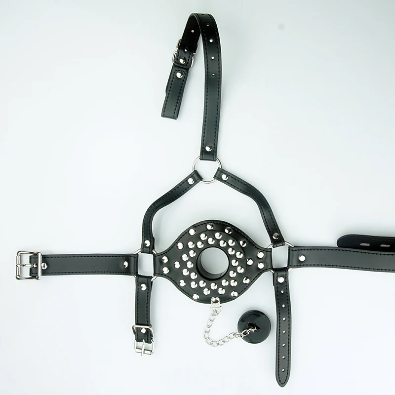 BDSM Open Mouth Gag,Faux Leather Ring Gags with Detachable Lid,Sex Toys for Couples,Bondage Restraints view 6