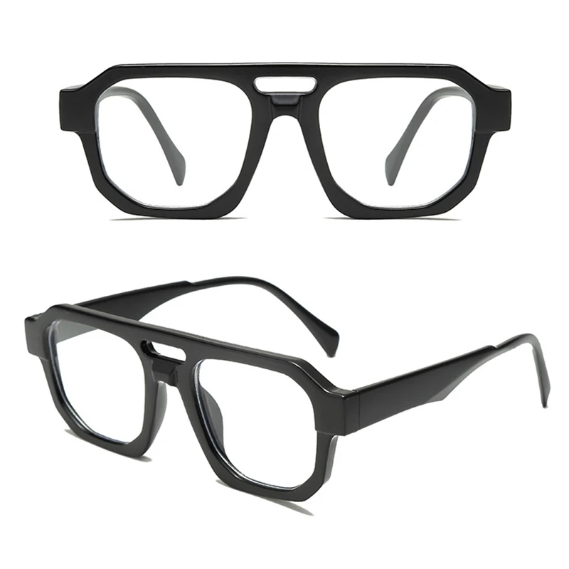 Yooske Fashion Square Double Bridges PC Women Glasses Frame Clear Anti-Blu-Ray Eyewear Retro Men Optical Frame Computer Goggles