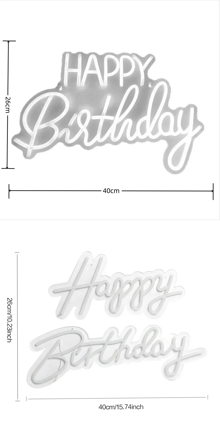 Happy Birthday LED Neon Sign Indoor Wall Lights Party Wedding Shop Window Restaurant Birthday Decoration Warm White