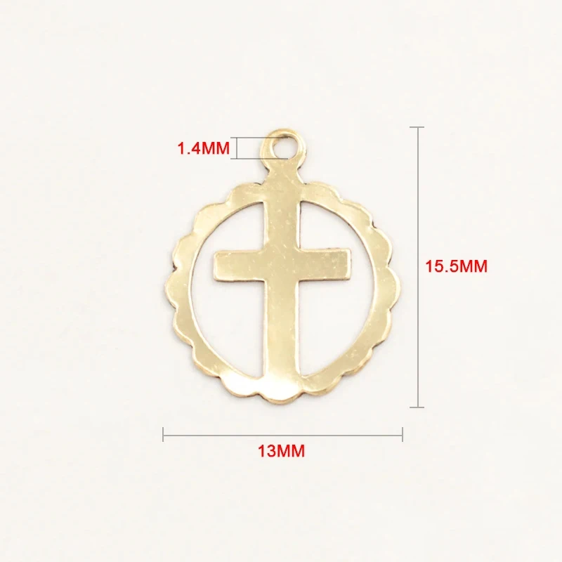 Cross Charm 14K Gold Filled Coin Hollow Cross Pendant Jewelry Accessories Handmade Necklace Pendants Making Jewelry Findings