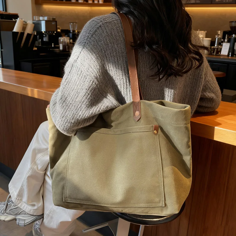 

Шикарная сумка через плечо с напуском 202, большая сумка-ведро на шнурке, слинг из толстой холста с верхней ручкой для ежедневных поездок и городских жизни ​