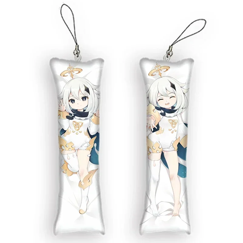 

Fashion4x12cmGenshin Impact Paimon Dakimakura Keychain Mini Anime Full Body Key Chain Hanging Phone Pendant Cosplay Anime Keycha