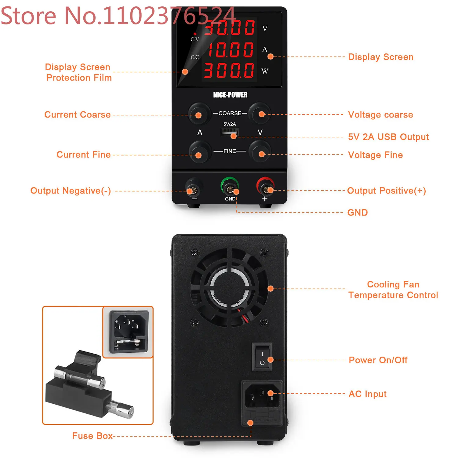 

NICE-POWER SPS3010 30V 10A Benchtop Variable Adjustable Power Supply Digital Switching OEM Power Supplies