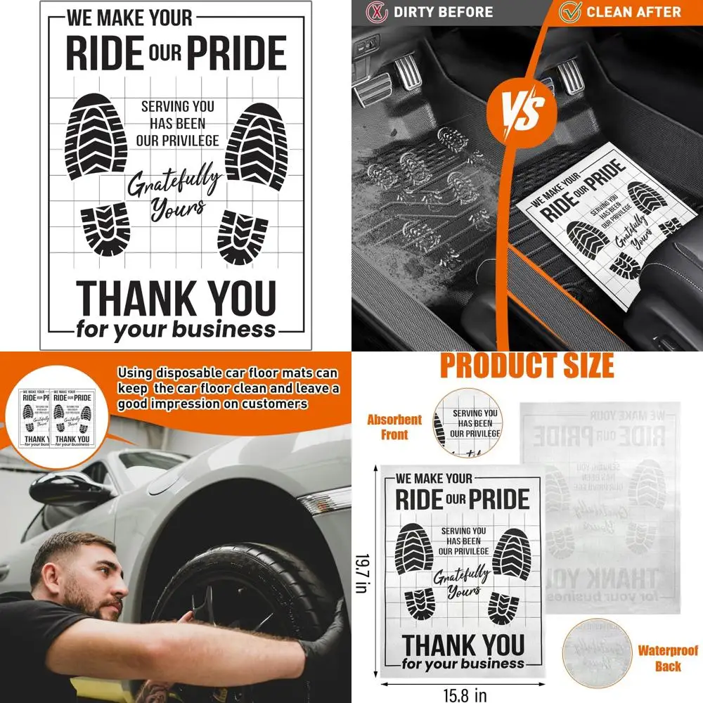 

500 Pcs Paper Floor Mats for Cars, Disposable Automotive Floor Mats for Car Detailing, Waterproof Car Paper Foot Pad Protectors