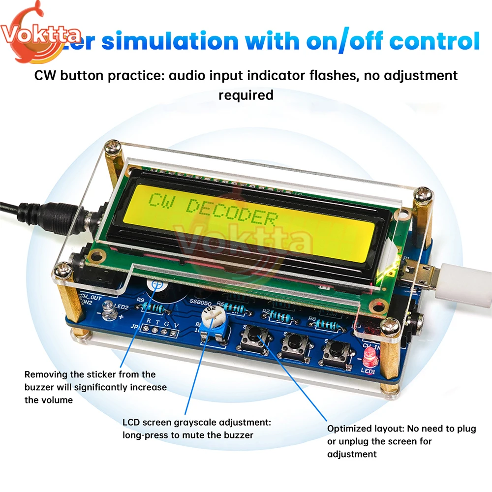 DC 5V CW Decoder codice Morse Kit allentato Lettore di cifre audio Circuito Esercizio di saldatura Kit di produzione elettronica fai-da-te