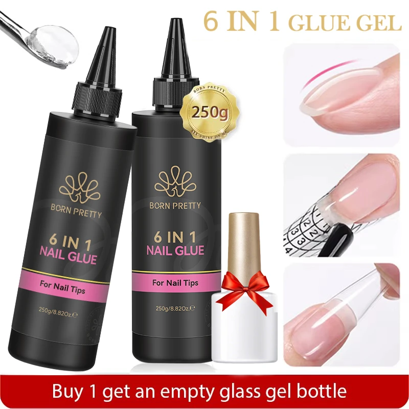 BORN PRETTY 250g 6-in-1 Gel-Nagellack Multifunktionaler Nagelspitzen-Kleber Verstärkungsnägel Super Base Top Coat Nagelverlängerung