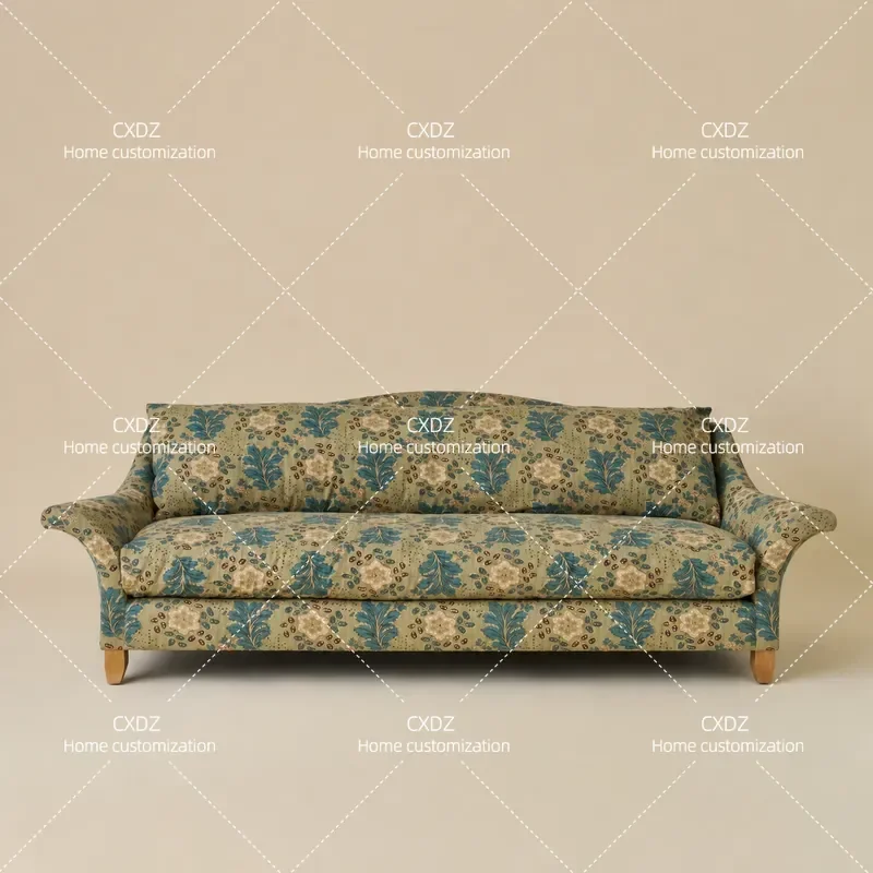 Simple Retro Living Room Single Sofa Leisure Chair Medieval Solid Wood Multi Person Couch for Home Decor