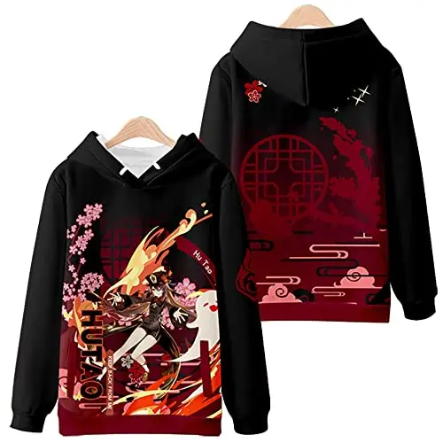 Genshin Impact Hu Tao-Sudadera con capucha de manga larga para hombre y mujer, ropa de calle Harajuku, ropa 3D, nueva llegada