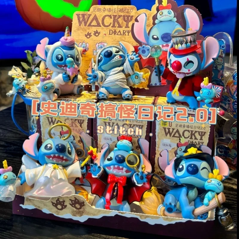 New Disney Stitch Blind Box Weird Diary V2 Series Anime Figures Mystery Box Collectible Cute Pvc Statue Doll Children Birthday