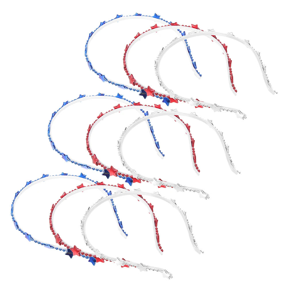 

9PCS Headbands Hairband Patriotic Accessories Women Kids Girls Star Hoop 4th July Party HairDecoration Durable Plastic