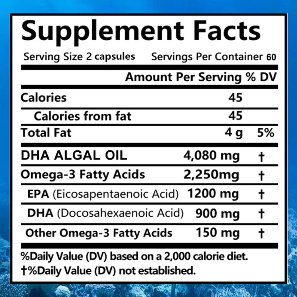 DHA Algal Oil - Memory Support, Brain Function Support, Clarity Boost, Mental Clarity, Cognitive Function, Focus Support