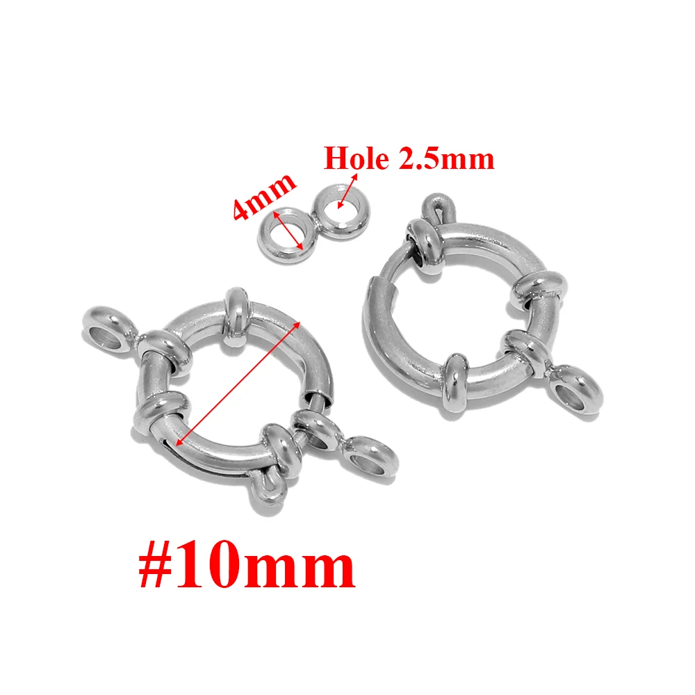 4 Stück Edelstahl runde Federringverschlüsse DIY Schlüsselbein Halskette Haken Schmuckherstellung 8 Verbinder Erkenntnisse Armbandzubehör