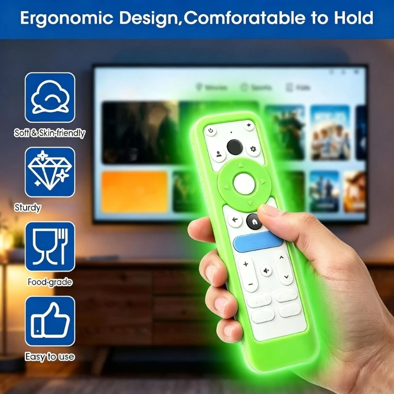 Silicone Remote Cover with Raised Grip Texture for Daily Use, Open Front Layout, and Shelf Storage for Indoor Daily Reach KXRE
