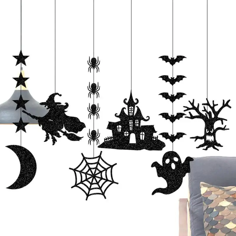 Pingente De Papel De Dia Das Bruxas, Aranha, Bruxa, Fantasma, Morcego, Decoração Para Porta Da Frente, Sinais De Dia Das Bruxas, Decoração De Porta