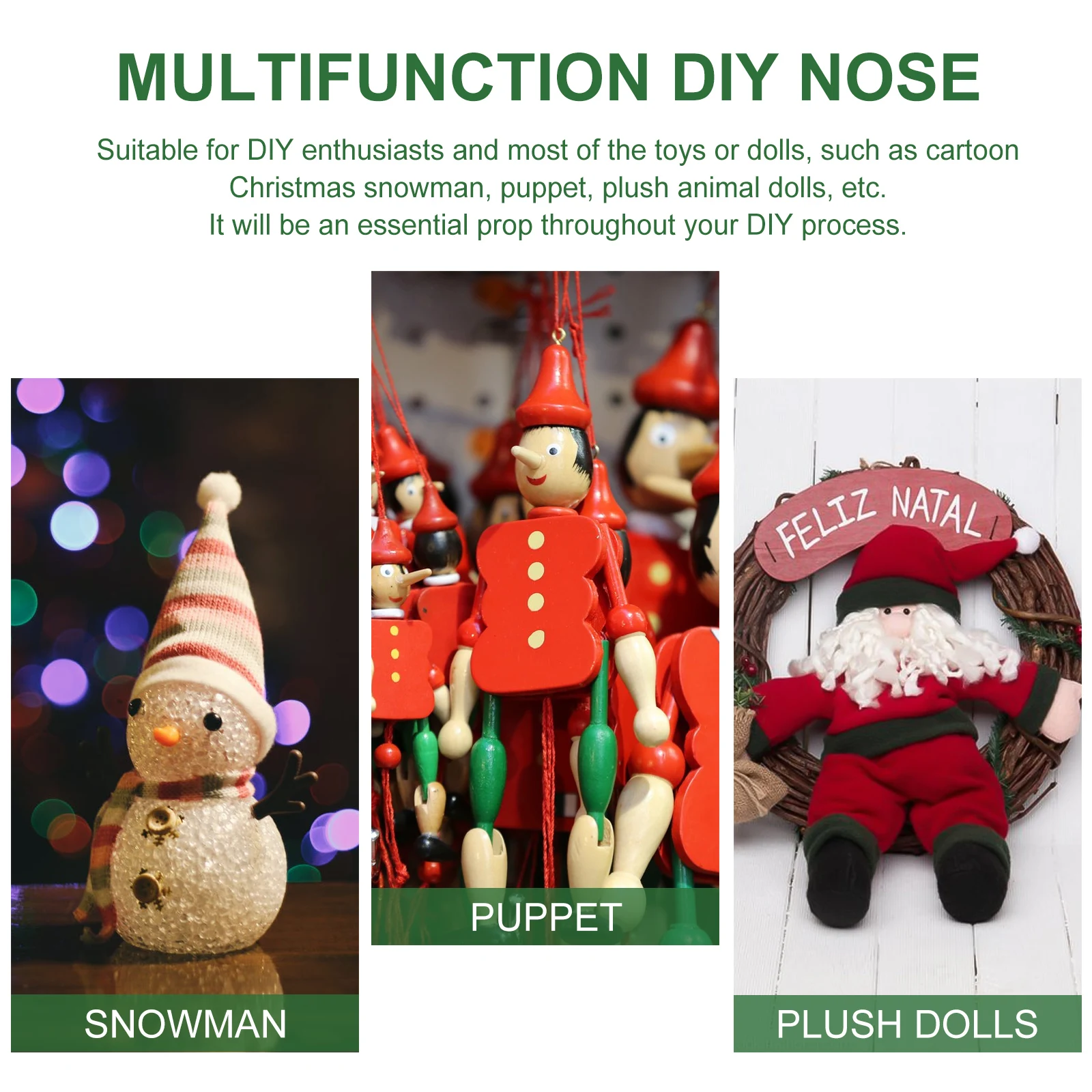 

300 Pcs Red Nose Santa Accessories Child Christmas Decoration Plastic Snowman for Crafts Crafting