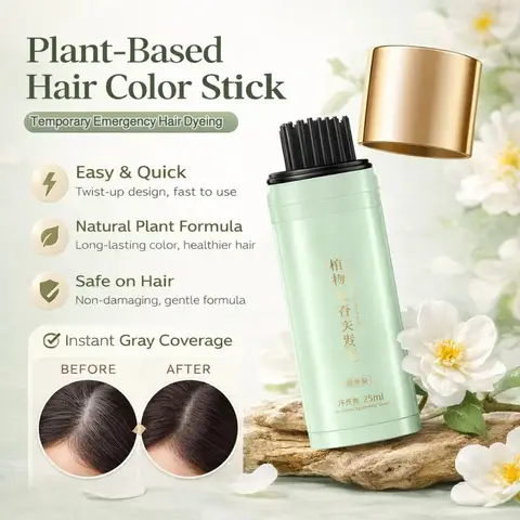Plant-Based Hair Touch Up Pen Temporary Hair Color Stick Instant Gray Root Coverage For Men Women Easy Application