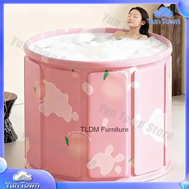 Foldable Bath Tub for Small Apartment Spa Bathtub for Adults Round Household Bath Bucket Multifunctional Bathroom Bidet for