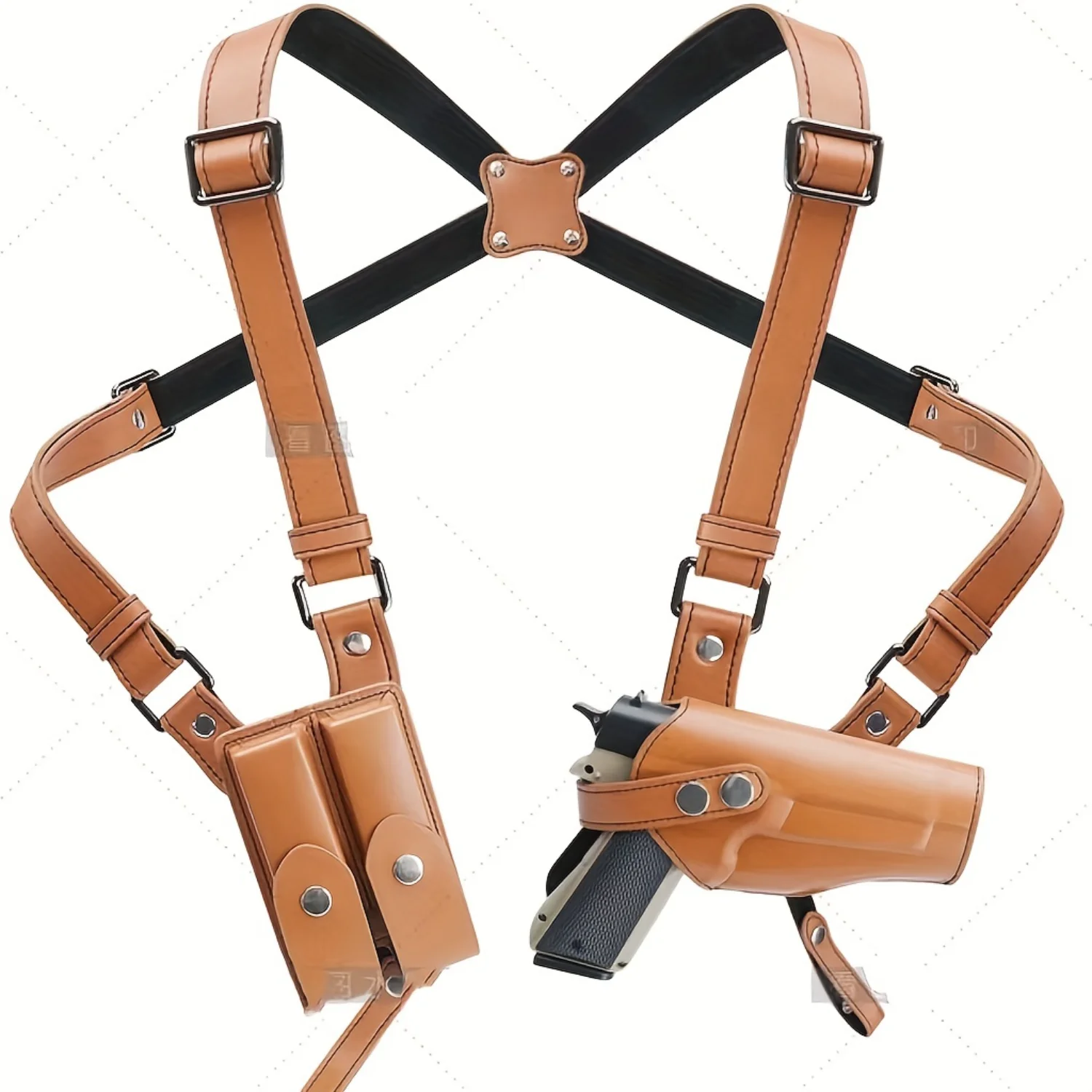 Vertical Shoulder Holster with Double Magazine Pouches, Adjustable Concealed Carry Shoulder Holster for Men - Carry Comfortably