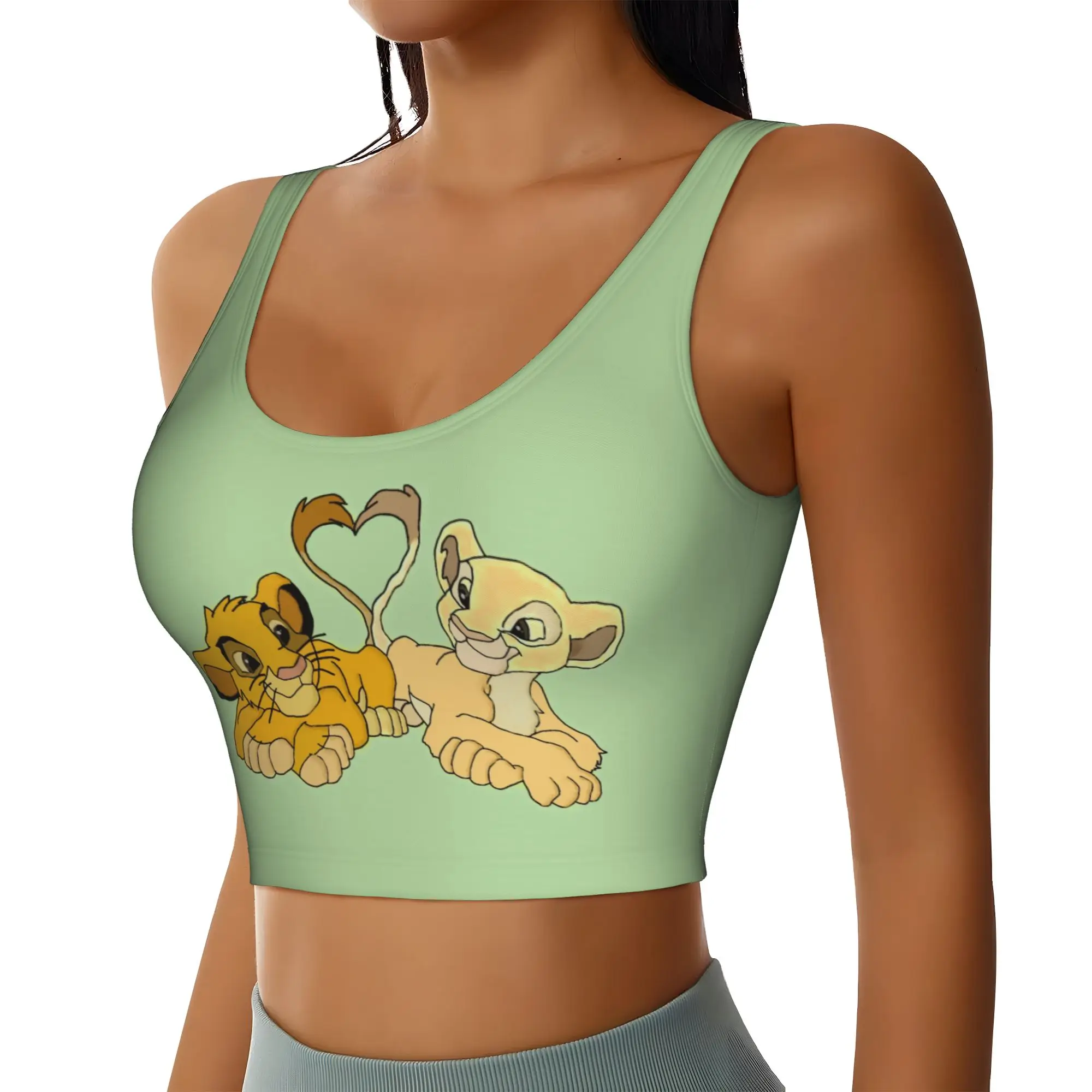 Custom Women's Liones Anime Kinges Sports Bras Hakuna Matata Simba High Impact Gym Workout Running Crop Tank Tops