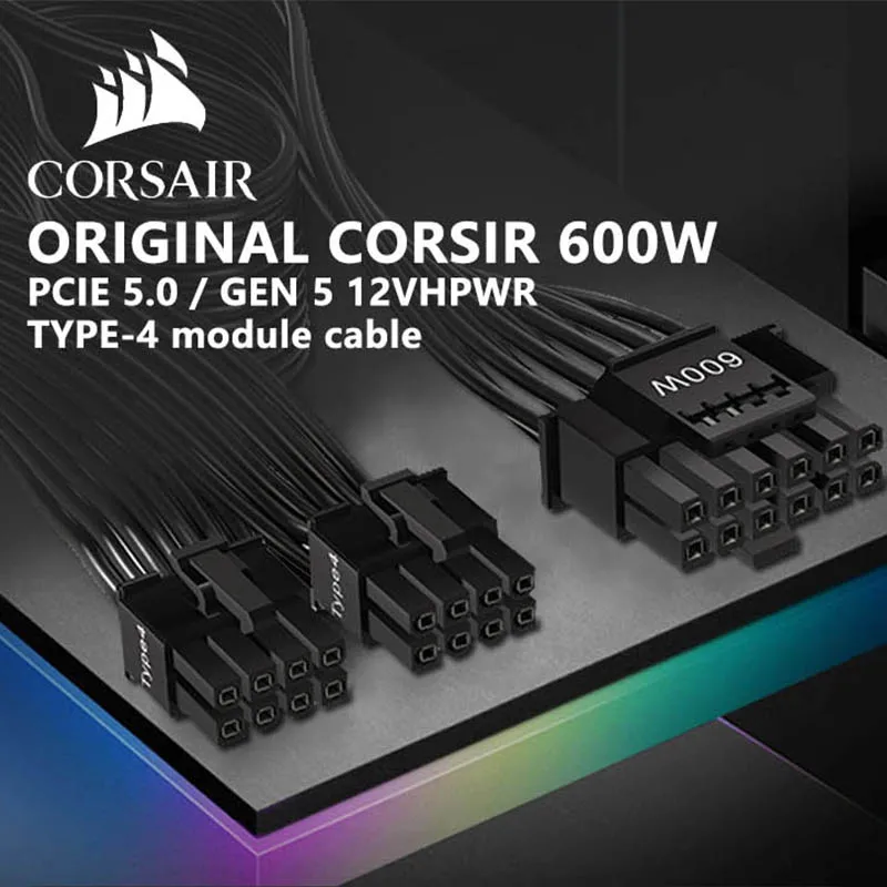 corsair original modular cabo de alimentacao apto para placa de video rtx40 gpu tipo4 12vhpwr 8pin pcie 50 gen 12 mais 4pin 16pin atx30 01