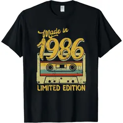Vintage Made in 1986 40th Birthday 40 Years Old TShirts Summer Graphic Cotton Streetwear Short-Sleeve Gifts Tee Men Tops