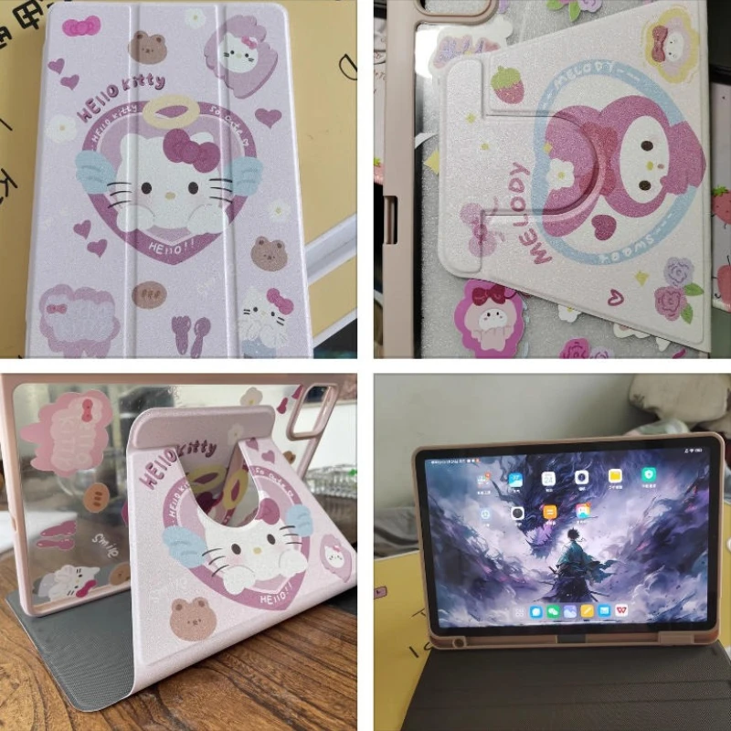 미니소 헬로키티 아이패드 케이스 푼다 아이패드 A16 11인치 10세대 11세대 태블릿 커버 에어 3 4 5 M2 M3 프로 M4 미니 6 7 보호 쉘