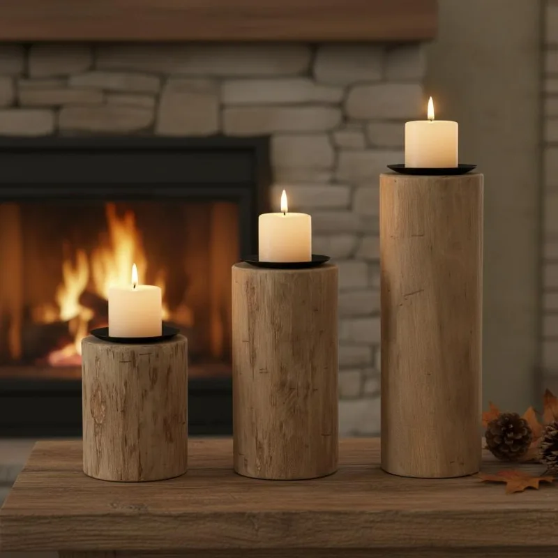 Lampadari Bougeoir 3 pezzi in teak massello naturale, per soggiorno e sala da pranzo, stile scandinavo francese, plafoniere di alta qualità