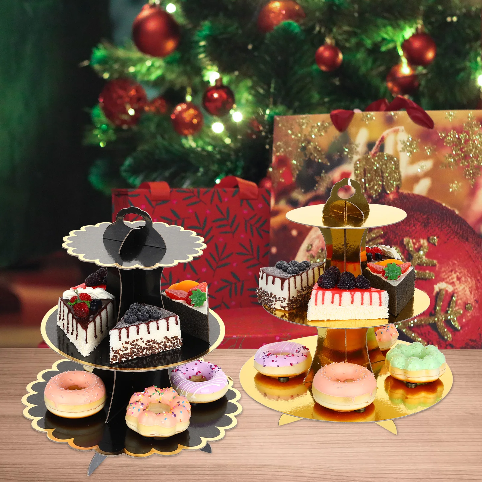 

2 Pcs Cake Decorative Stand Accessories 3 Tier Decoration Multi-function Cupcake Holders Display