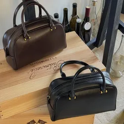 FIRMRANCH Maillard Design di nicchia pendolarismo borsa da Bowling retrò di grande capacità per borsa a tracolla donna materiale in pelle bovina Chic