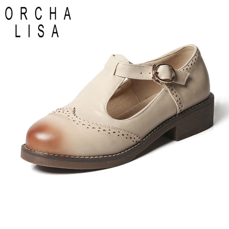

ORCHA LISA 2026 New Design Women's Vintage Soft Casual Daily Flats Big Size 43 Fashion Casual Round Toe Buckle T Strap Mixed