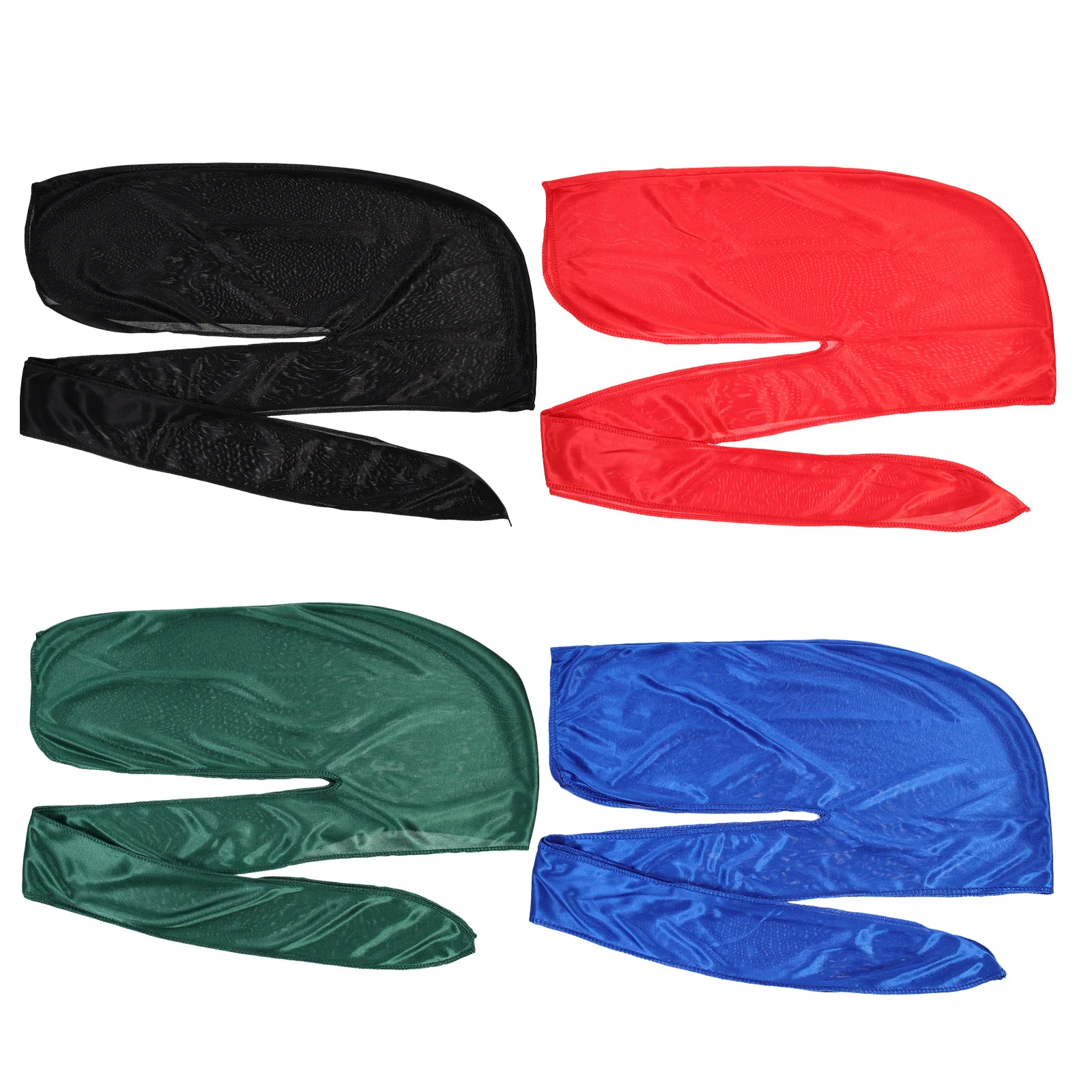 

4Pcs Head Wrap Elastic Comfortable Long Tail Do Rag Hip-Hop Hat Breathable Outdoor Hat Do Rags for Men Elastic Head Wrap