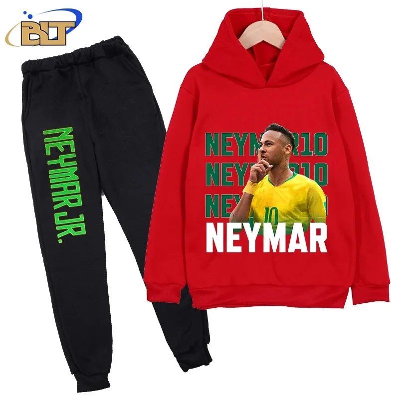 Children's Clothing Children's Hoodie Set Plus Sweatshirt Pants 2-piece Set for Boys and Girls Neymar Printed Set