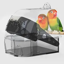 Clear Bird Bath Box Hanging Bathtub Shower Box Birdcages Cleaning Tool