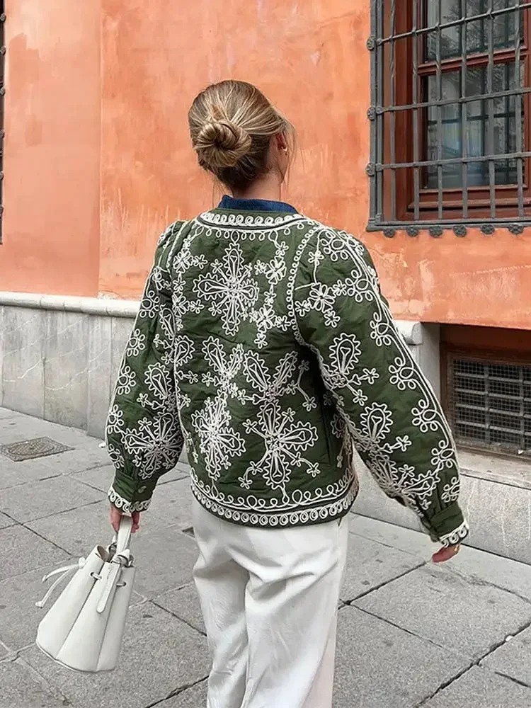 Abrigos de algodón con cuello redondo para mujer, chaquetas de punto abierto, mangas farol, ropa de calle para ir al trabajo, invierno, 2024