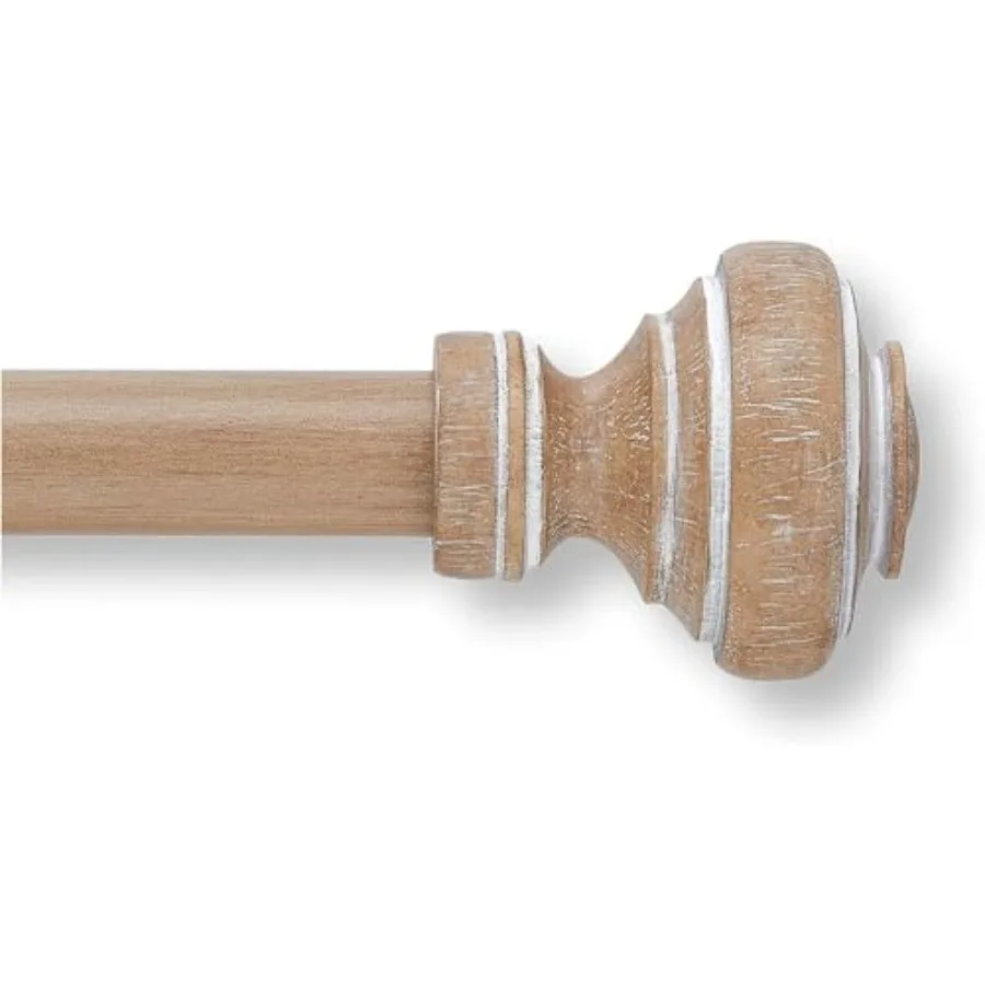 Farmhouse Collection Set of 2 Rod sets, 1 1/8" Diameter Steel Wall Mounted Adjustable Curtain Rods with Porch Doorknob Curtain