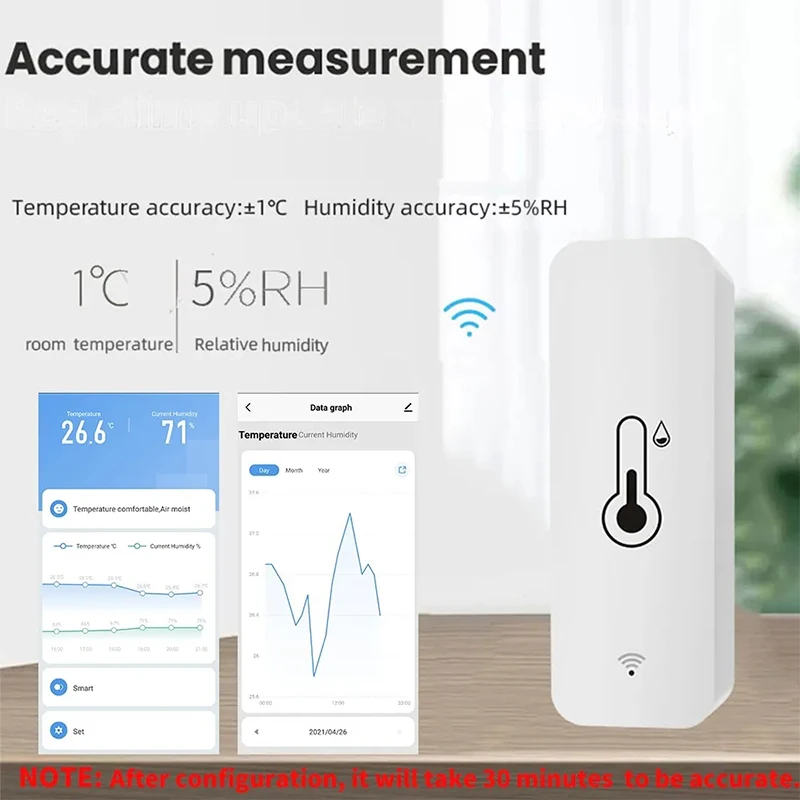 2PCS Tuya WiFi Temperature Humidity Sensor Wireless SmartLife Remote Monitor For Smart Home Work with Alexa Google Assistant