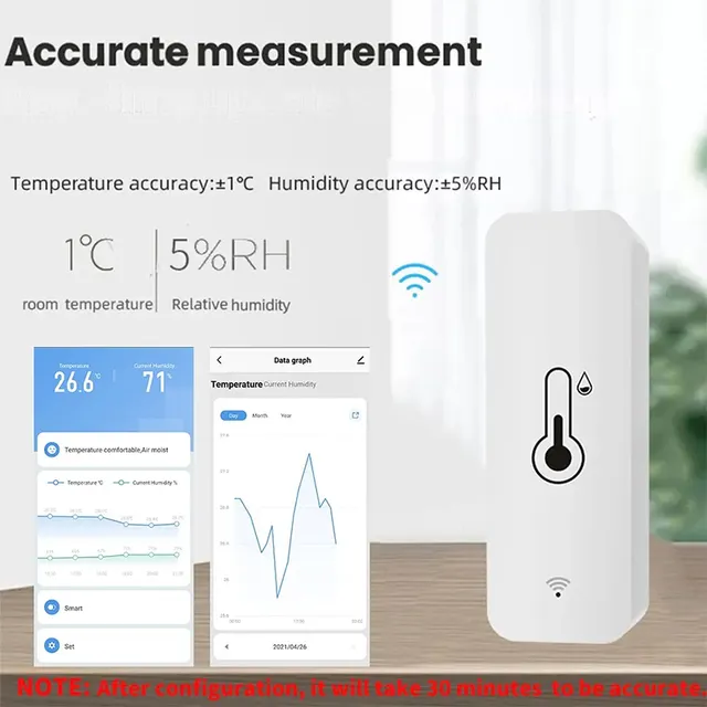 חיישן טמפרטורה ולחות Zigbee לבית חכם במחיר נוח