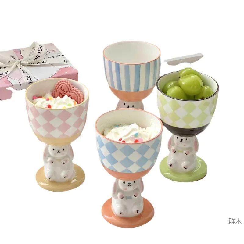 Ceramic mug birthday high-value goblet cute three-dimensional rabbit hand-painted raw water cup female souvenir gift