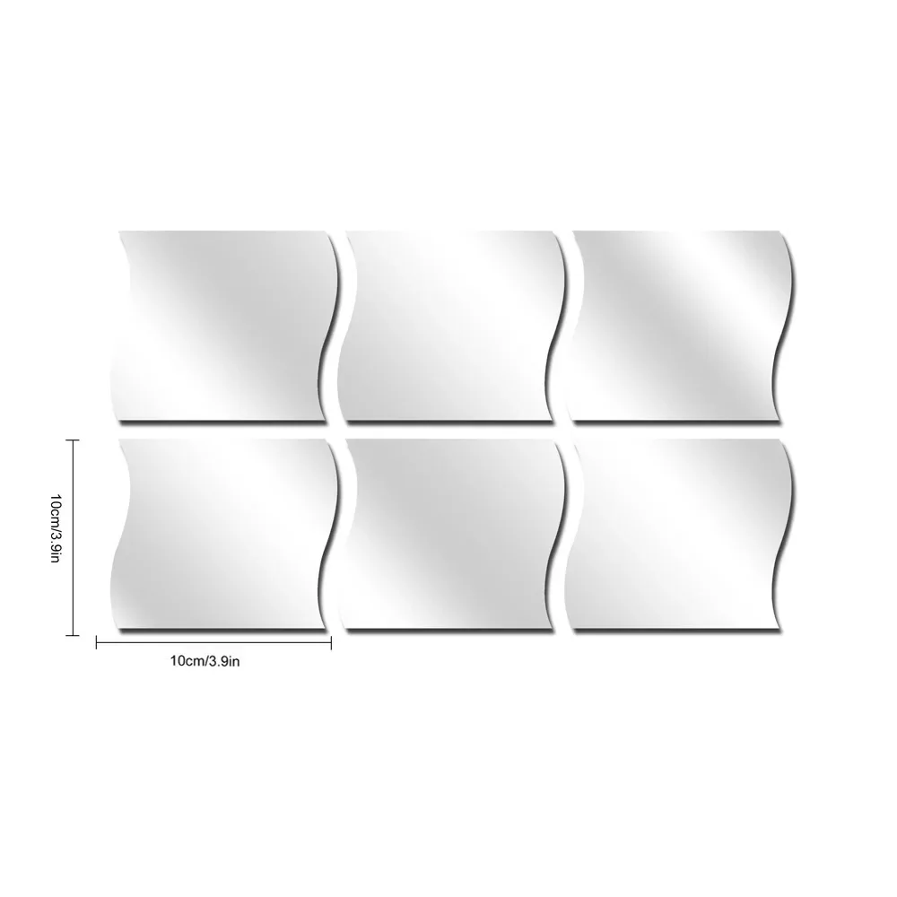 10 قطع من مرآة الموجة ثلاثية الأبعاد ملصق جداري ثلاثي الأبعاد مرآة جدارية حديثة لتزيين غرفة المعيشة وغرفة النوم #6