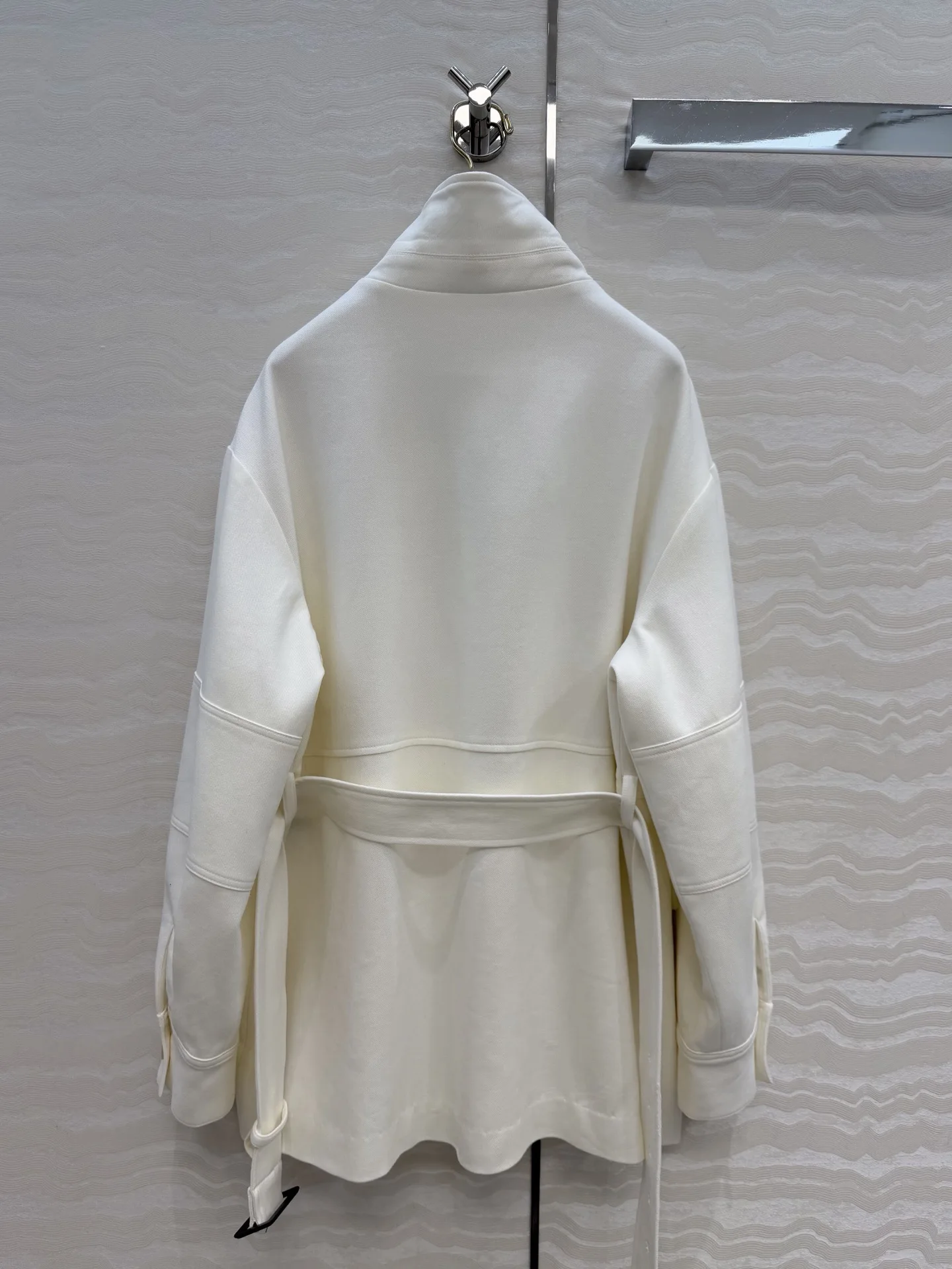 Women Elegant Belted Oversized Jacket, Wool Linen Cotton Blend, Dense Soft Fabric, Lazy Chic Style