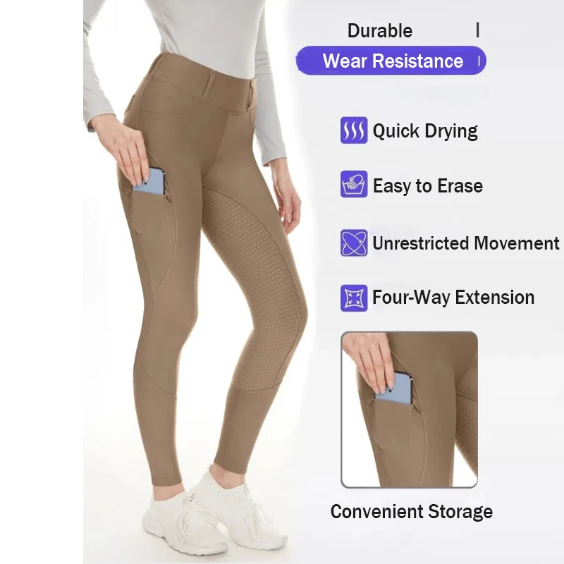 MXLLhr-Pantalon d'équitation en peluche pour femme, culotte équestre épaisse et chaude, leggings d'équitation coordonnants en silicone, hiver