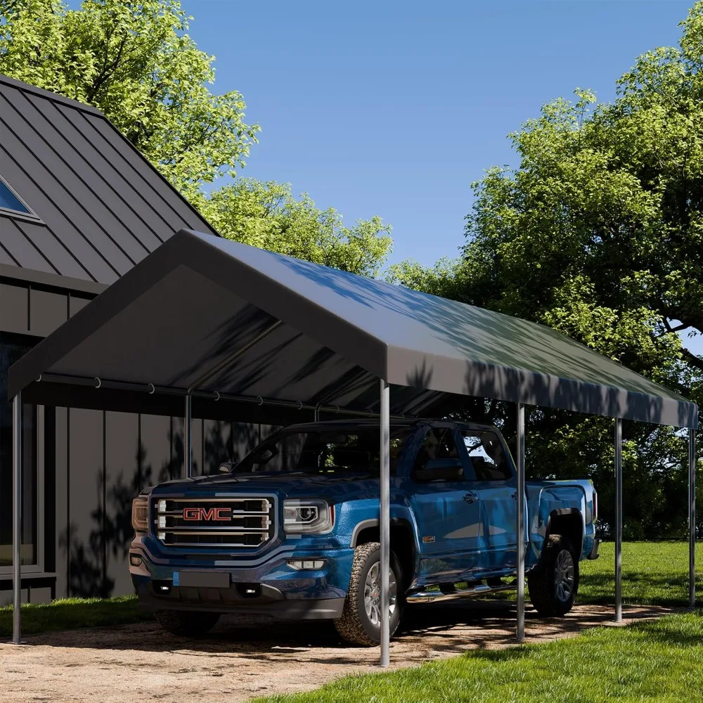 10 X 20 Ft Heavy Duty Carport Car Canopy with Powder-Coated Steel Frame, Portable Garage, Shelter Party Tent with 180g PE Tarp