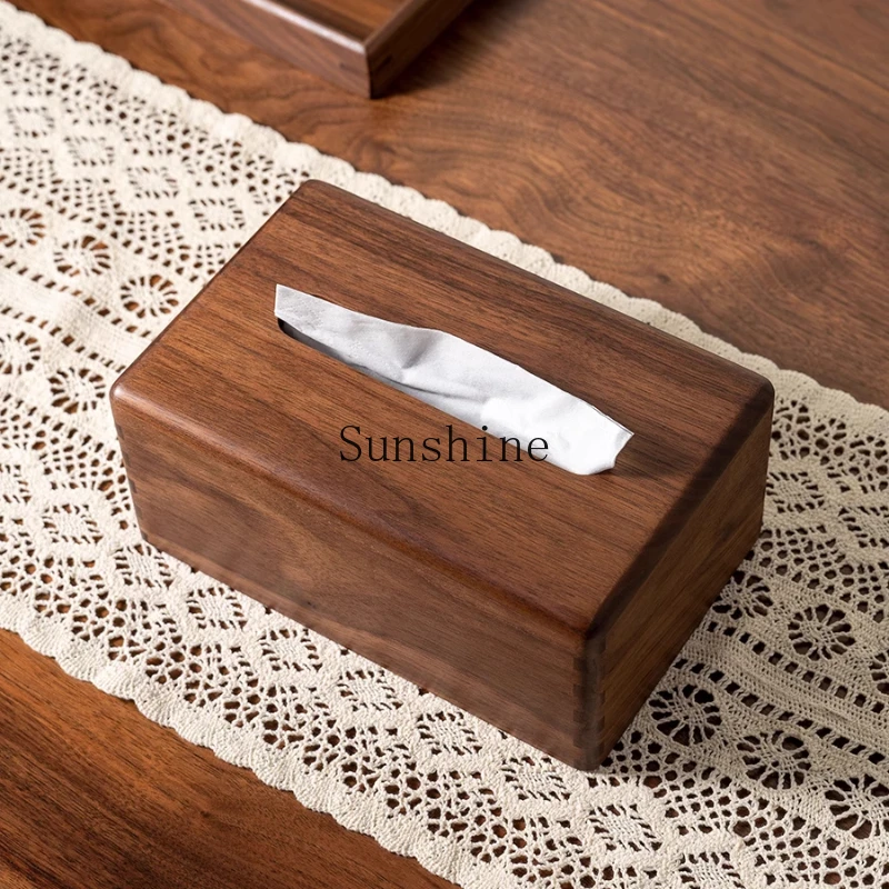 

Black walnut tissue box home living room high-end retro Chinese simple modern