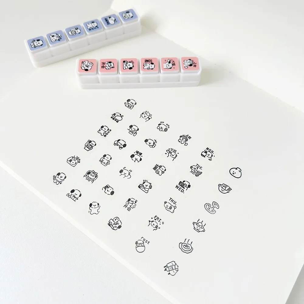 Kawaii 6 تصاميم الطوابع الزخرفية الكرتون Diy بها بنفسك الحرف الصحافة Inkpad Stamps متعددة الأغراض سكرابوكينغ ختم مجلة مخطط #3