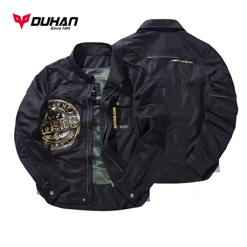 

DUHAN Retro Motorcycle Shirt Wear Resistant Motorcycle Cycling Clothing Reflective Motocross Jacket Vintage Moto Jacket