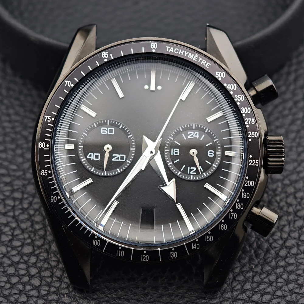 39.7 مللي متر ساعات رجالية معدنية فضية/أسود حافظة تناسب VK63/64 حافظة حركة ملحقات الساعة أجزاء الساعة تناسب VK64 صندوق ساعة الطلب