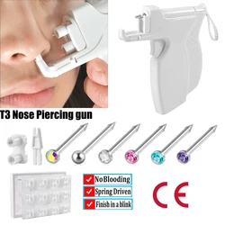 T3 Nose Piercing Gun Tools Professional Easy to Use Device Nose Bone New Desgin Puncture Instrument with 2mm Stud Jewelry