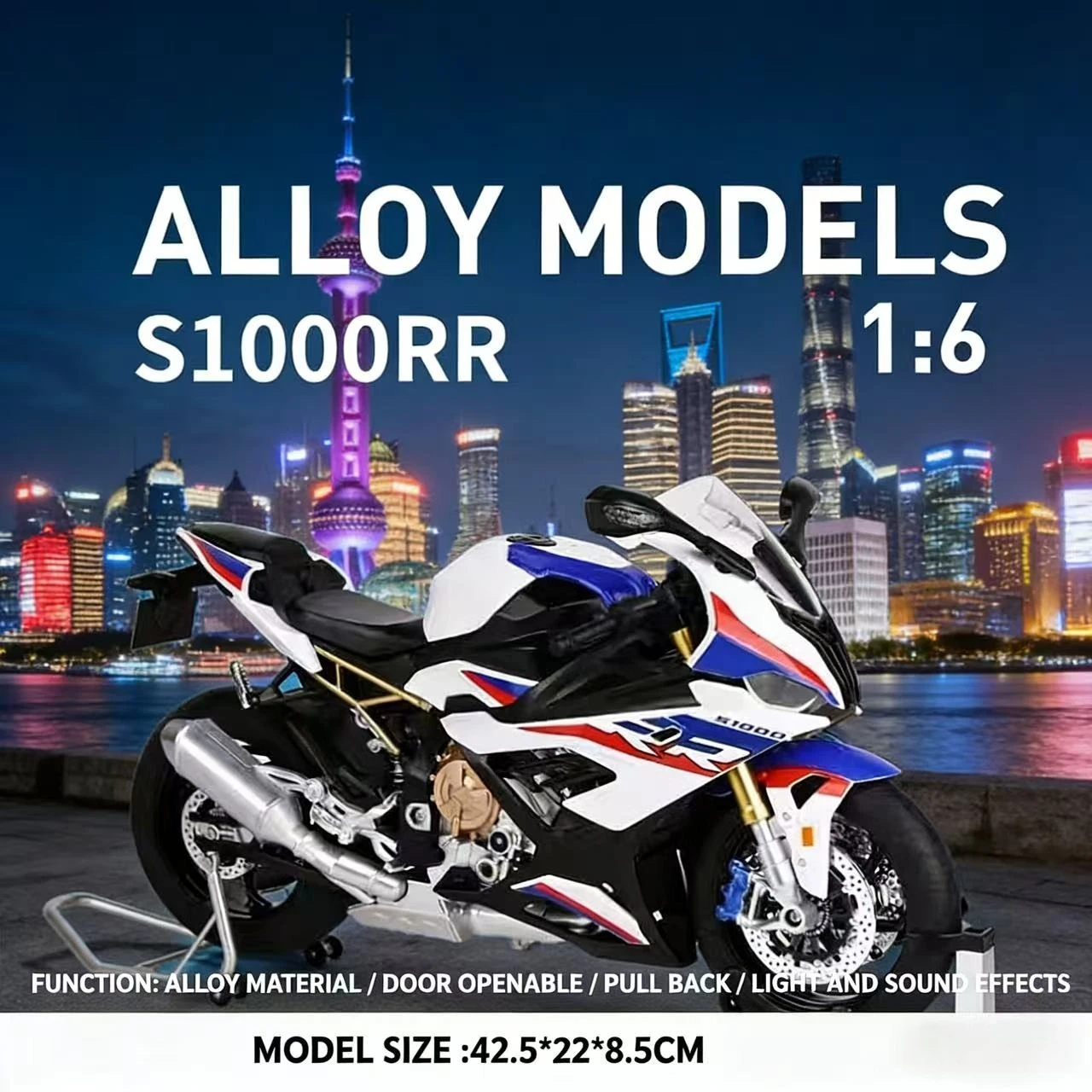 

НОВАЯ модель большого размера 2025, 1:6, подходящая для мотоцикла BMW S1000RR из искусственного сплава, детский подарок на день рождения, коллекционный дисплей